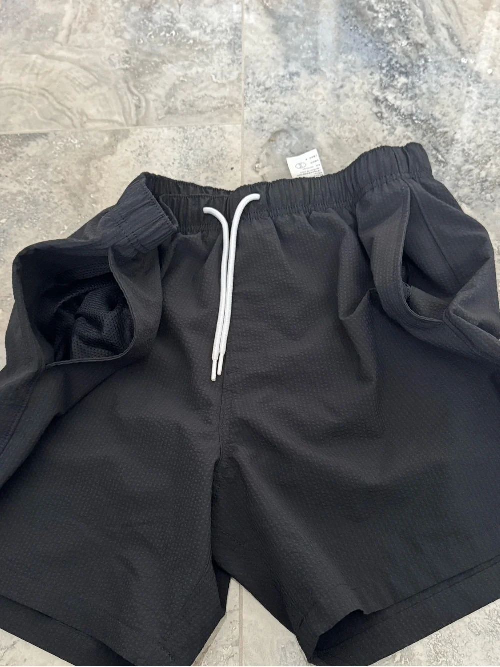 Hollister Black Swim Trunks with White Drawstring